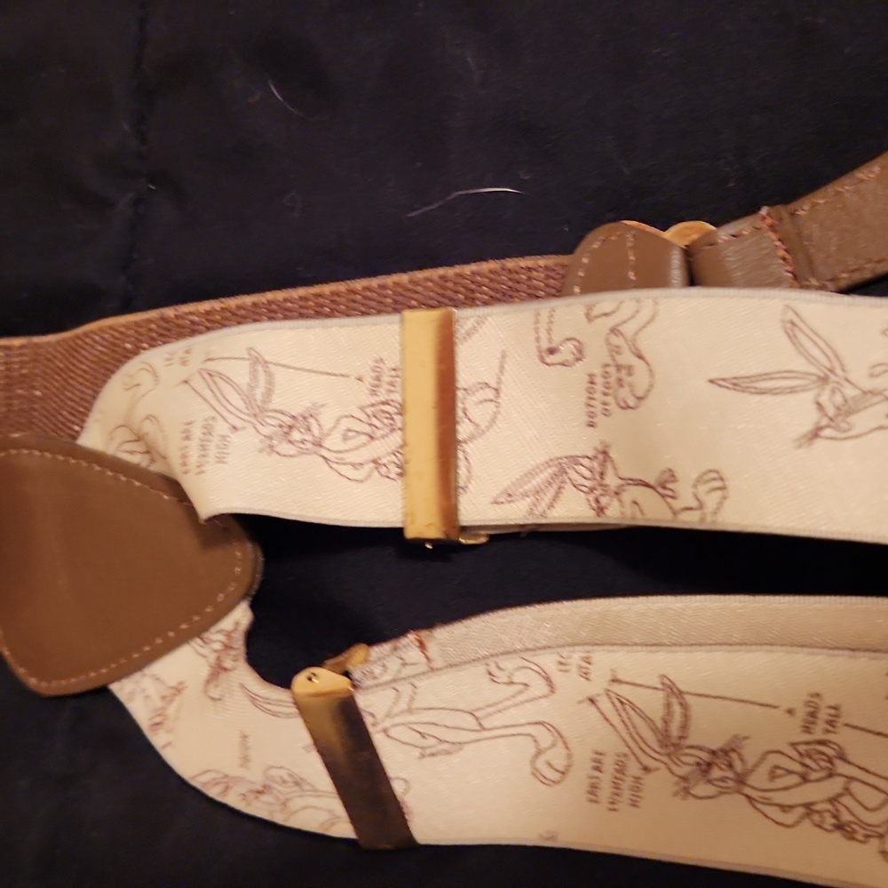 Vintage Bugs Bunny Cream and Brown Patterned Suspenders - Picture 6 of 7